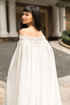 Bohemian Long Chiffon Wedding Cape Off The Shoulder With Lace Appliques