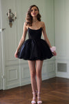 Black Organza A Line Short Mini Homecoming Dress