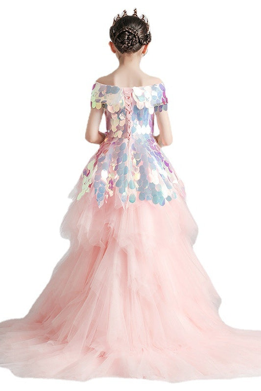 big girl party dress Bright pink girl dress, birthday party baby girl dress, maxi dress for girl, flower girl dress, princess dress, Graduation Ruffles Prom