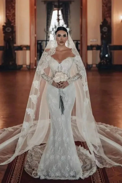 #DZ9362 Luxury Off The Shoulder Lace Mermaid Wedding Dress