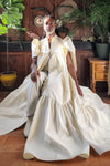 #DZ9355 A-Line Ivory Taffeta Wedding Cape