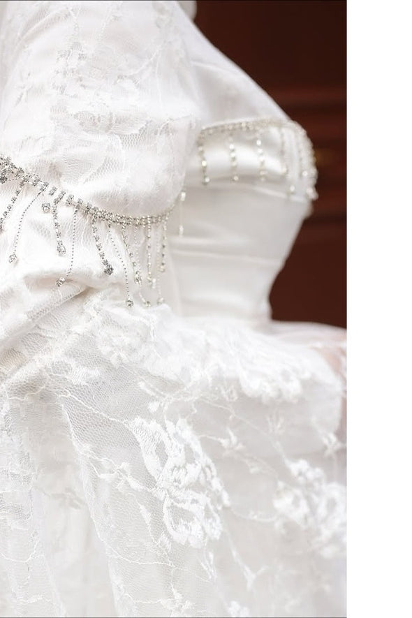 #DZ9442 Muslim Wedding Dress Long Flare Sleeves