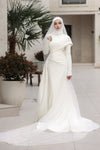 Elegant Long Hijab Wedding Dress With Beads