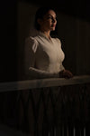 Stand Neck Long Sleeves Wedding Dress Modest Bridal Gown