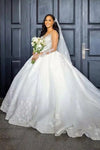 #DZ9360 Luxury White Wedding Dresses Beaded Appliques