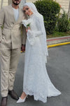 #DZ9440 Mermaid Long Lace Muslim Wedding Dress Elegant