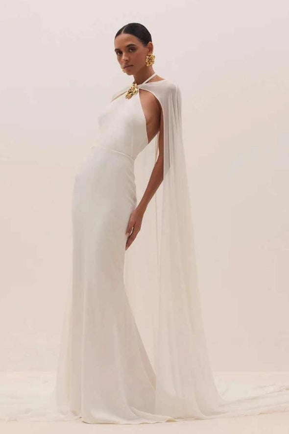 #DZ9430 Chiffon Chiffon Long Wedding Cape