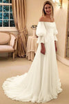 Off The Shoulder Half Sleeves A Line Wedding Dress Boho
