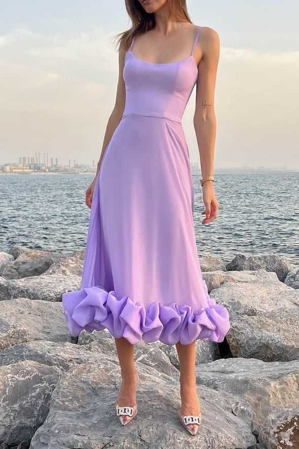 Romantic Midi Homecoming Dress A Line Spaghetti Strap – TANYA BRIDAL Romantic Midi Homecoming Dress A Line Spaghetti Strap – TANYA BRIDAL