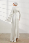 Crimping Full Sleeves Long Muslim Wedding Dress