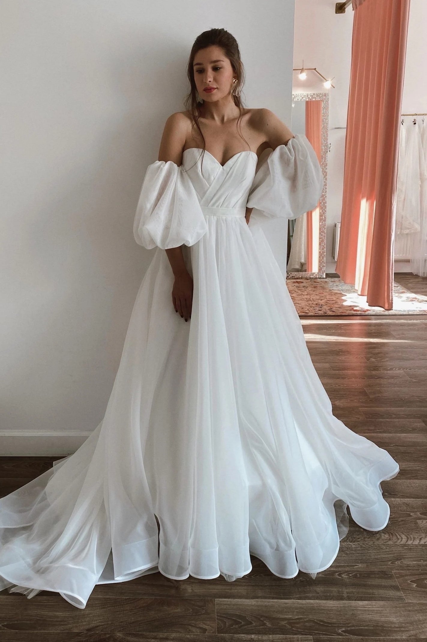 Off the Shoulders wedding dress Modest – TANYA BRIDAL
