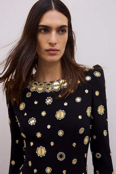 #DZ9395 Black Long Sleeves Evening Dress