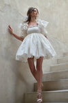 Taffeta Short Mini Party Dress Hoemcoming Gown With Lace Edge