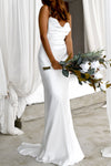 Simple Silk Satin Long Mermaid Backless Wedding Dress