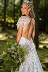 #DZ9327 Short Sleeve Embroidered Bohemian Lace Wedding Gowns