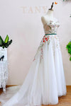 Bohemian Floral Lace Tulle Wedding Bridal Gown ZW182