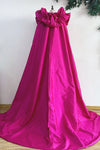 Hot Pink Fuchsia Long Taffeta Evening Cape Outfit