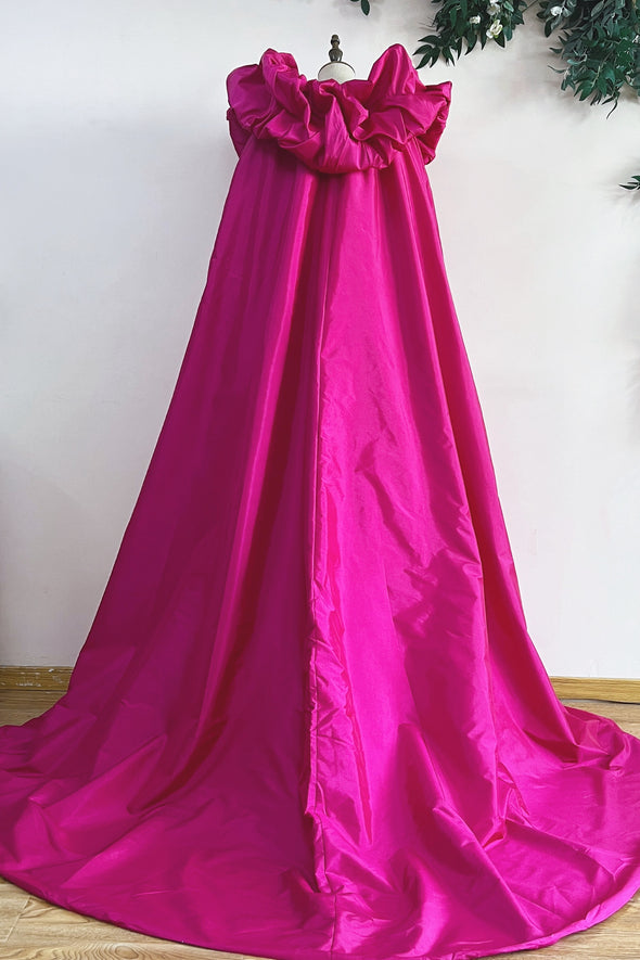 Hot Pink Fuchsia Long Taffeta Evening Cape Outfit