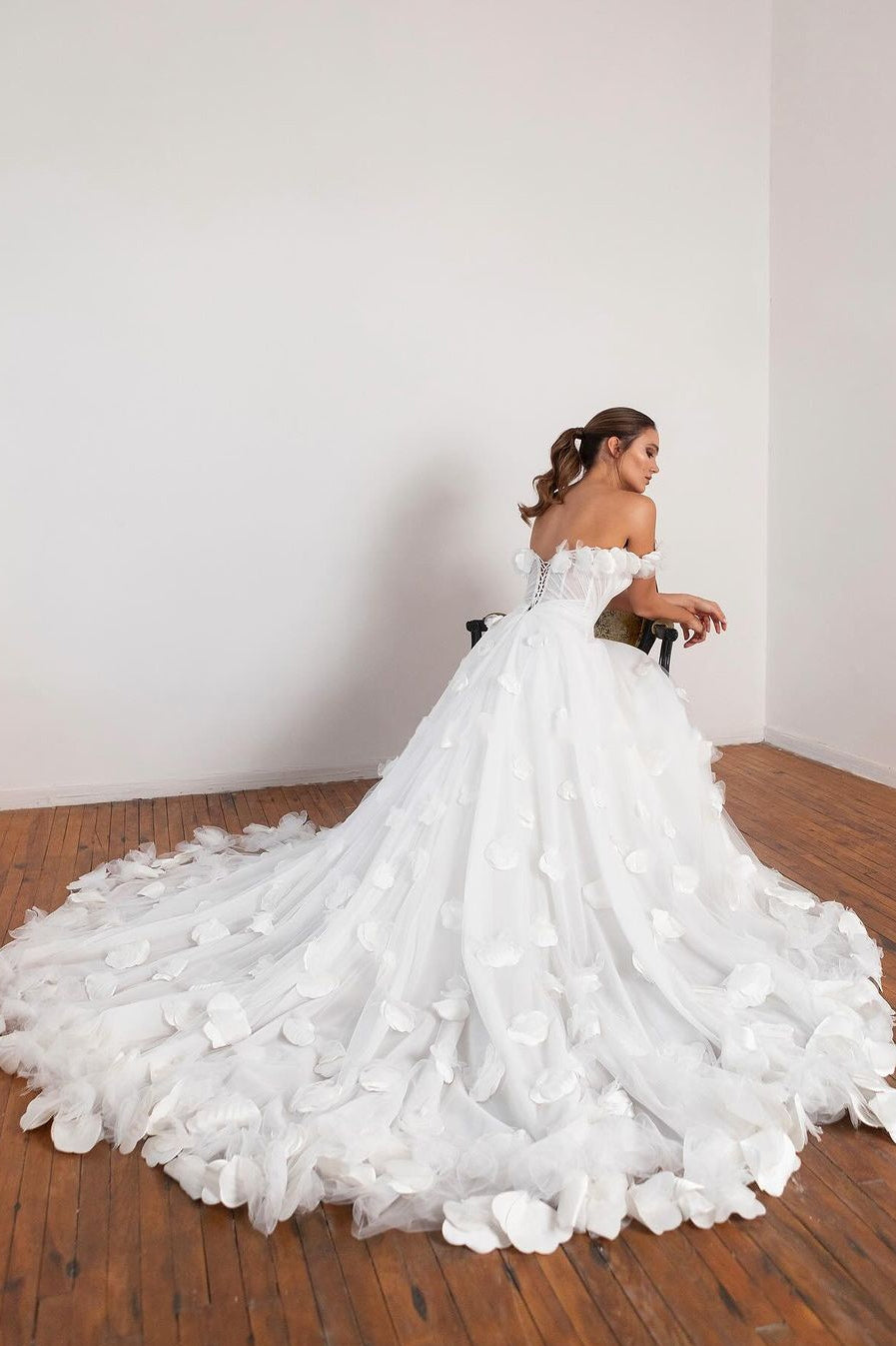 Charming Off The Shoulder Pleat Sweethart Butterfly Flower Wedding Dre TANYA BRIDAL Charming Off The Shoulder Pleat Sweethart Butterfly Flower Wedding Dre TANYA BRIDAL