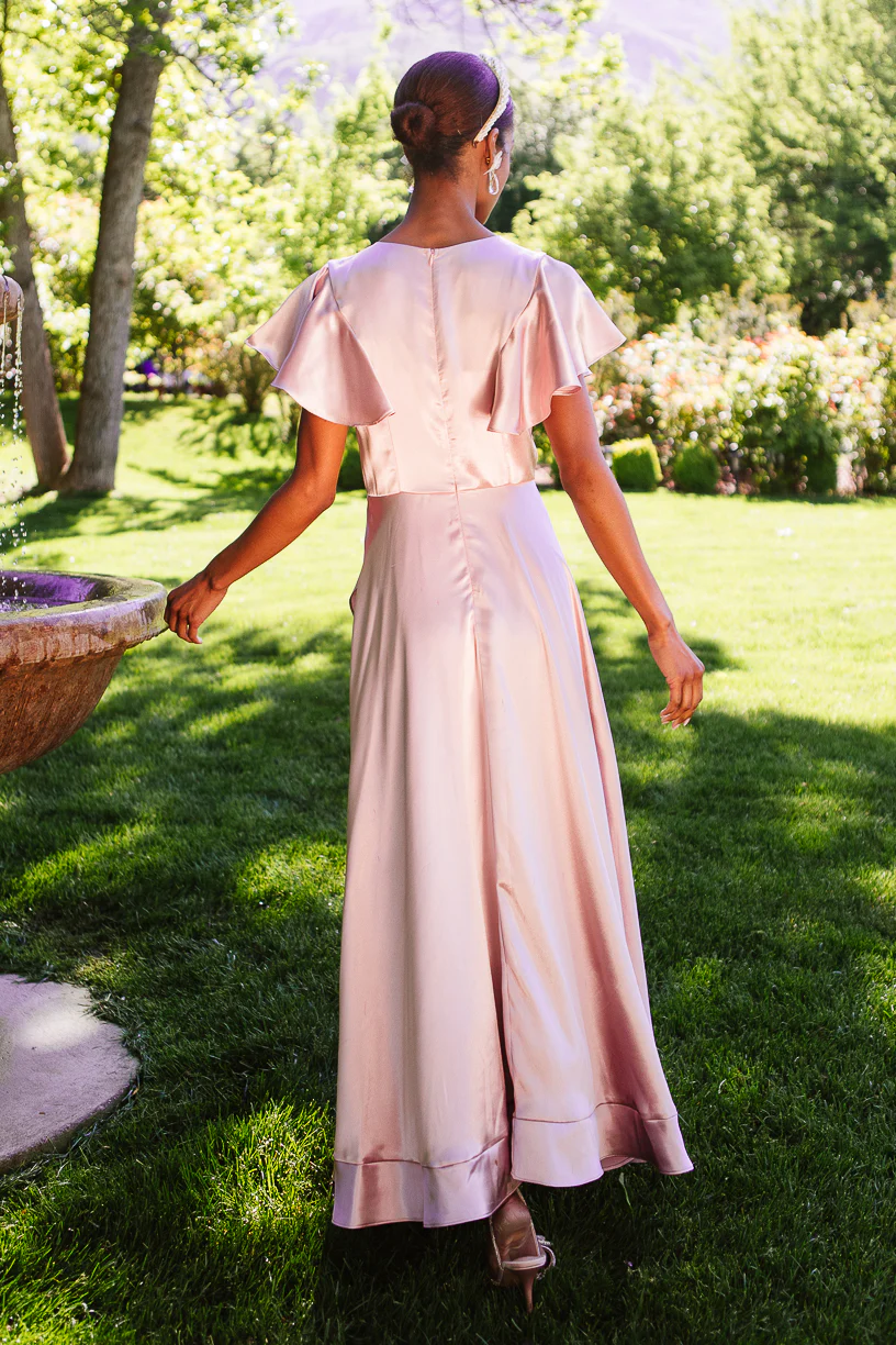 V Neck Dusty Pink High Low Bridesmaid Dress TANYA BRIDAL V Neck Dusty Pink High Low Bridesmaid Dress TANYA BRIDAL