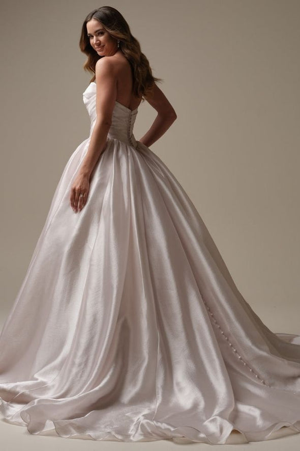 #DZ9406 Taffeta Wedding Dress Zipper Buttons Back