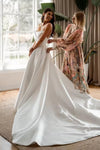 #DZ9333 Wedding Dress Modern Side Split Gathering Skirt