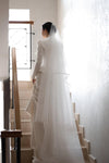Stand Neck Long Sleeves Wedding Dress Modest Bridal Gown