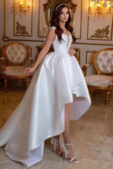 #DZ9361 High-Low Princess Wedding Dress Off the Shoulder