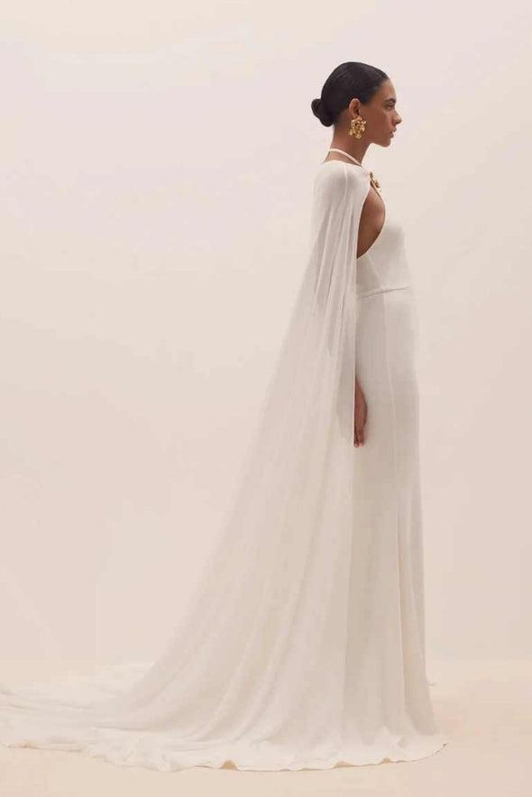 #DZ9430 Chiffon Chiffon Long Wedding Cape