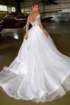 #LY9204 Long Sleeves A Line Organza Simple Wedding Gown