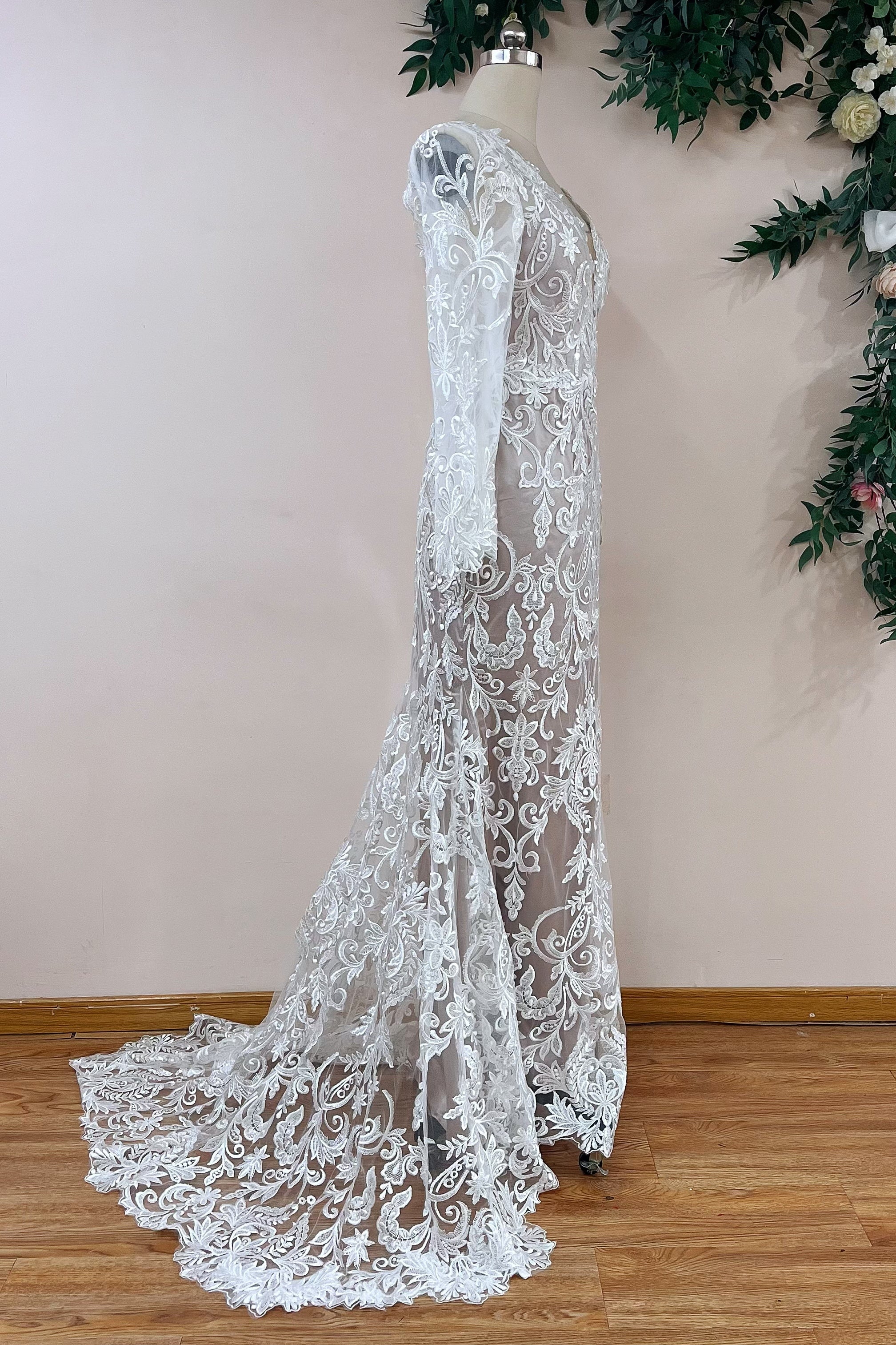 Backless Lace Long Sleeve Mermaid Wedding Dress TBW65 TANYA BRIDAL Backless Lace Long Sleeve Mermaid Wedding Dress TBW65 TANYA BRIDAL