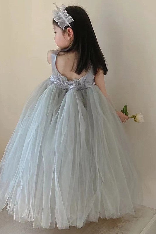 Grey Blue Simple Pretty Little Girl Dress TANYA BRIDAL Grey Blue Simple Pretty Little Girl Dress TANYA BRIDAL