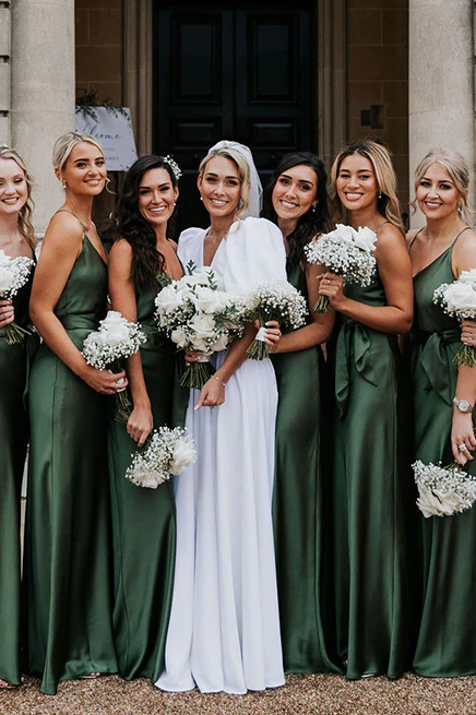 Simple Green Long Spaghetti Strap Bridesmaid Dress TANYA BRIDAL Simple Green Long Spaghetti Strap Bridesmaid Dress TANYA BRIDAL