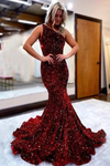 One Shoulder Long Mermaid Sequins Backless Prom Dress 24381724