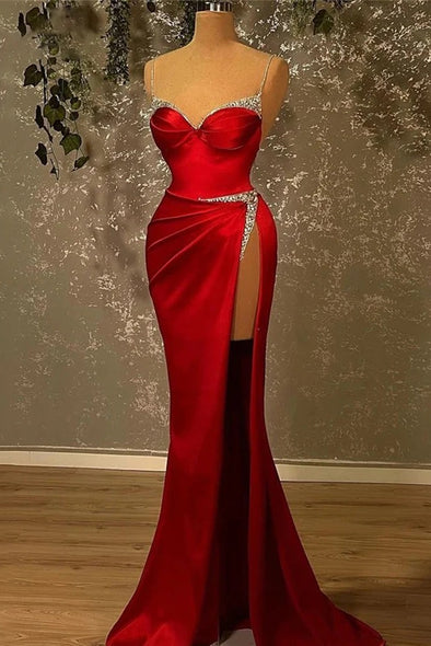 Spaghetti Strap Special Occasion Dresses Red Charming Long Evening Dresses
