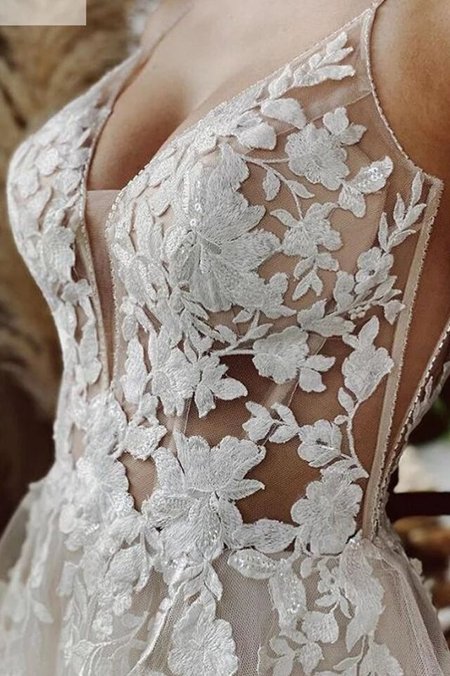 Sheer Illusion Beach Wedding Dresses TANYA BRIDAL Sheer Illusion Beach Wedding Dresses TANYA BRIDAL