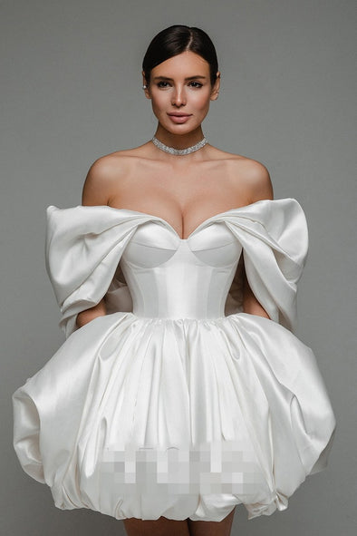 Simple Satin White Homecoming Dress Ball Gown