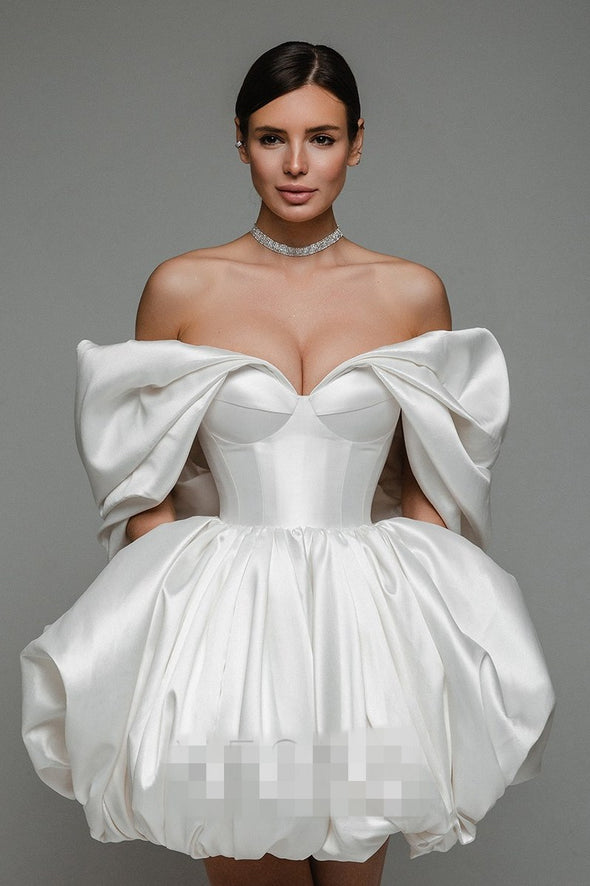 Simple Satin White Homecoming Dress Ball Gown