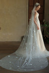 Off White 3 Meters Pearls Long Wedding Veil With Butterfly