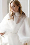 Thick Organza High Neck Wedding Jacket Full Sleeves