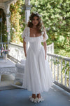 #DZ9349  Romantic Taffeta Square Neck Ankle Length Wedding Dress