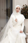 Elegant Long Hijab Wedding Dress With Beads