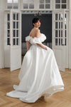 #DZ9346 Off The Shoulder Long A Line Satin Wedding Dress