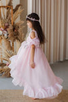 Bohemian A Line Pink Flower Girl Dress Off The Shoulder Party Gown