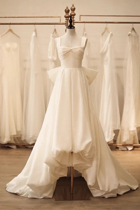 Ivory Simple High Low Wedding Dress - Ivory Simple High Low Wedding Dress -