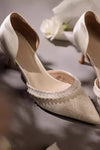 Light Champagne Rose Bride Shoes With Pearls
