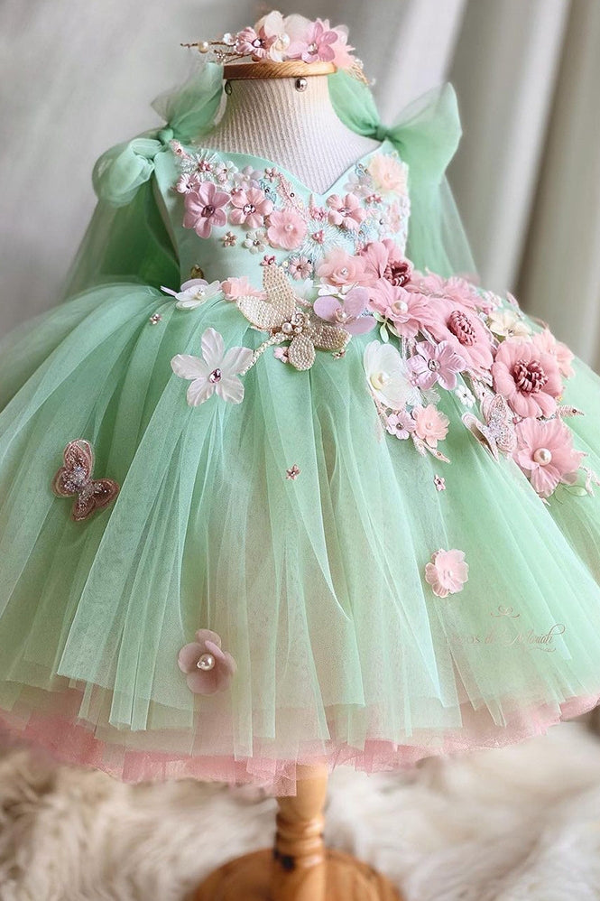 Light Green Lolita Pretty Girl Dress With Flower - Light Green Lolita Pretty Girl Dress With Flower -