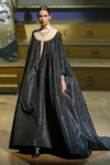 Black Taffeta Women Evening Cape Sheer Neck DJ319