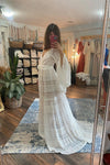 Bohemian Long Flare Sleeves Lace Wedding Dress V Neck Chic