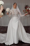 #DZ9375 Meerjungfrau-Brautkleid mit Schleier-Applikationen